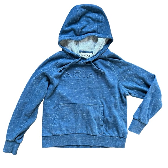 Ariat Women's REAL Logo Hoodie French Terry Cloth Blue size Medium - Picture 2 of 10